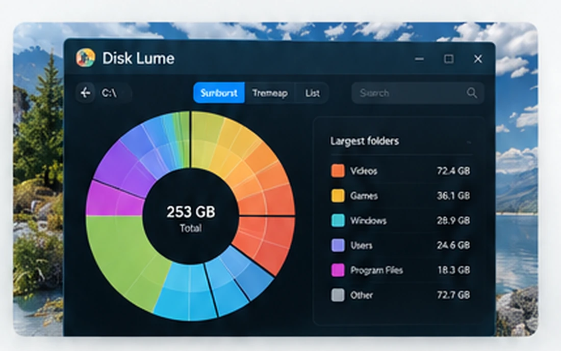 Generated Disk Lume storage visualization concept